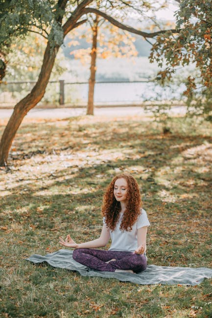 Woman meditating in a peaceful setting